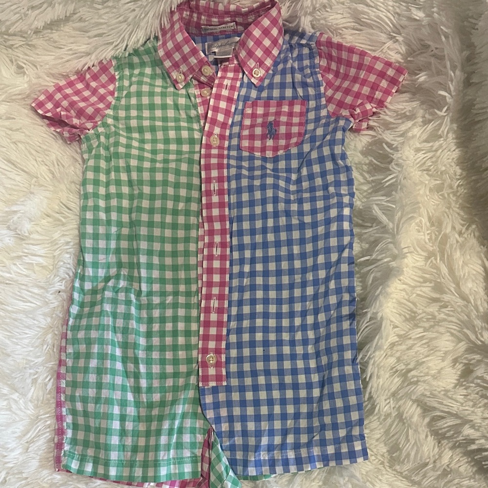 Polo Ralph Lauren Kids Checkered One Piece- Green, Blue, Pink
